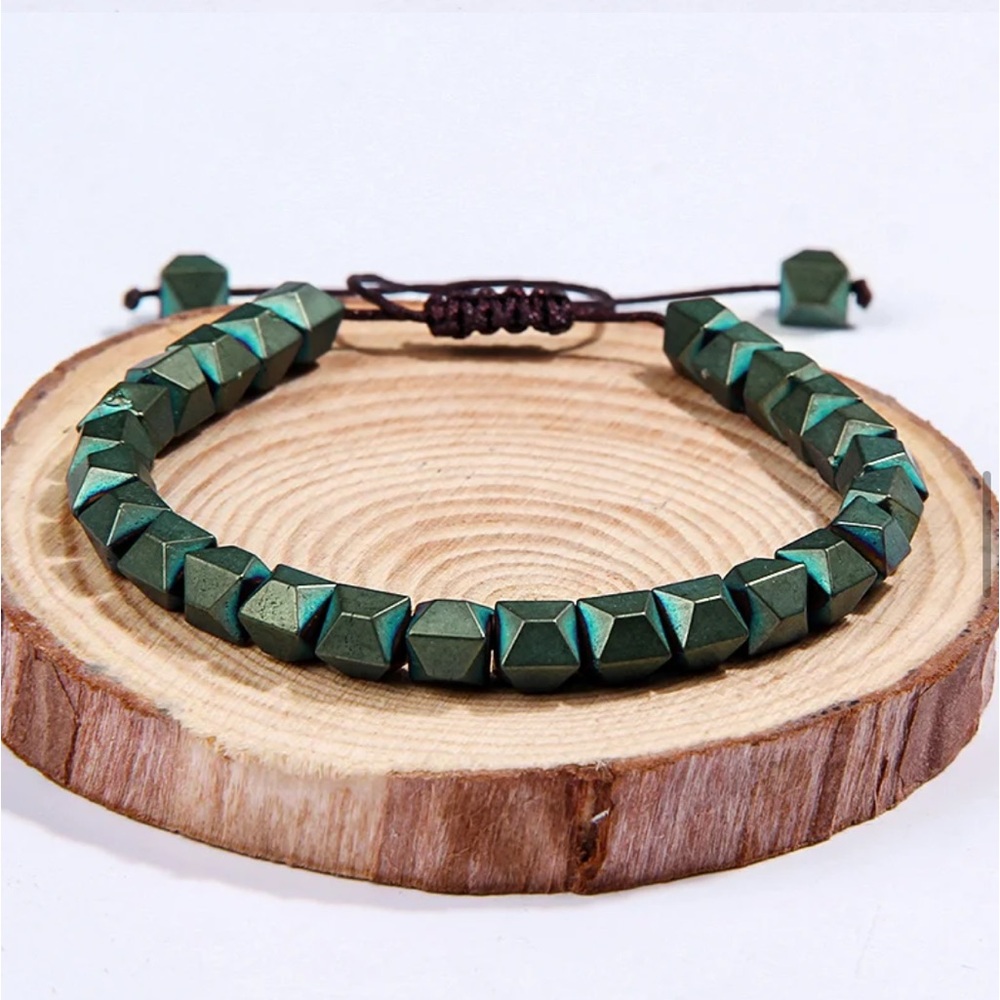 UNISEX - Hematite Irregular Beaded Adjustable Bracelet  ( For Men & Women )